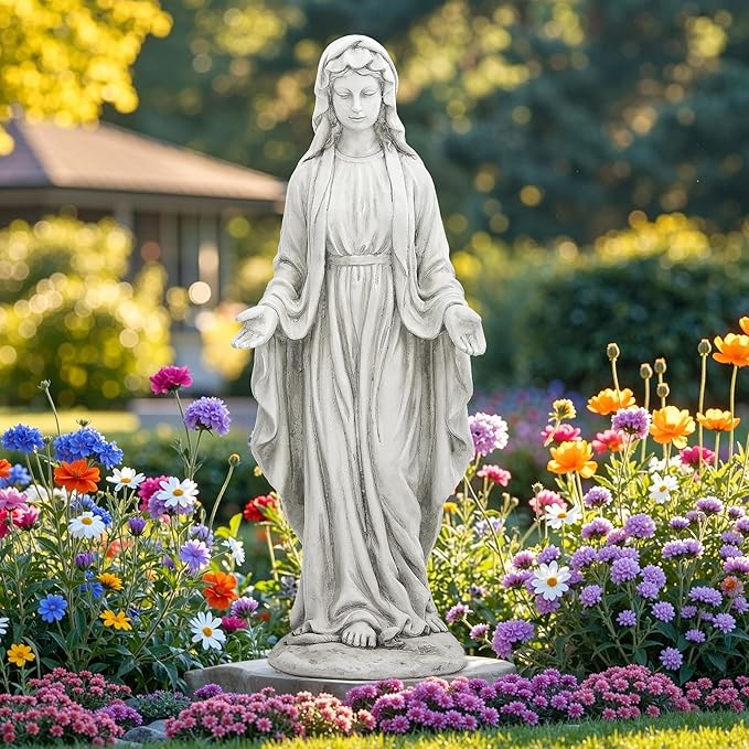 Ultym Virgin Mary Statue Outdoor, Large 30 Inch Religious Garden Statue, Blessed Mother Mary Statues Catholic, Durable Weather MGO Stone Sculptures Decor, Lawn Art for Home,Yard,Patio,Forch