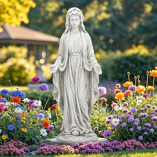 Ultym Virgin Mary Statue Outdoor, Large 30 Inch Religious Garden Statue, Blessed Mother Mary Statues Catholic, Durable Weather MGO Stone Sculptures Decor, Lawn Art for Home,Yard,Patio,Forch