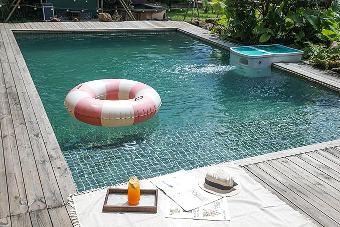 Large Swim Ring with Handles for Kids Adults, 35 Inch Classic Striped Pool Inner Tubes, Inflatable Pool Floats, Float Naked, Pool Floaties Adult Size for Summer Pool Party Beach Pink 1