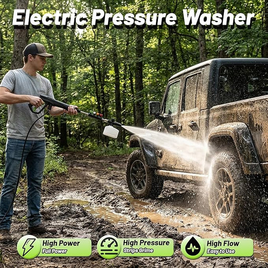 Pressure Washer, Power Washer with Foam Cannon High Pressure Washer for Cars, Decks, Fences, Patios and Driveway,Decks,High Pressure Cleaning Machine with 4 Nozzles
