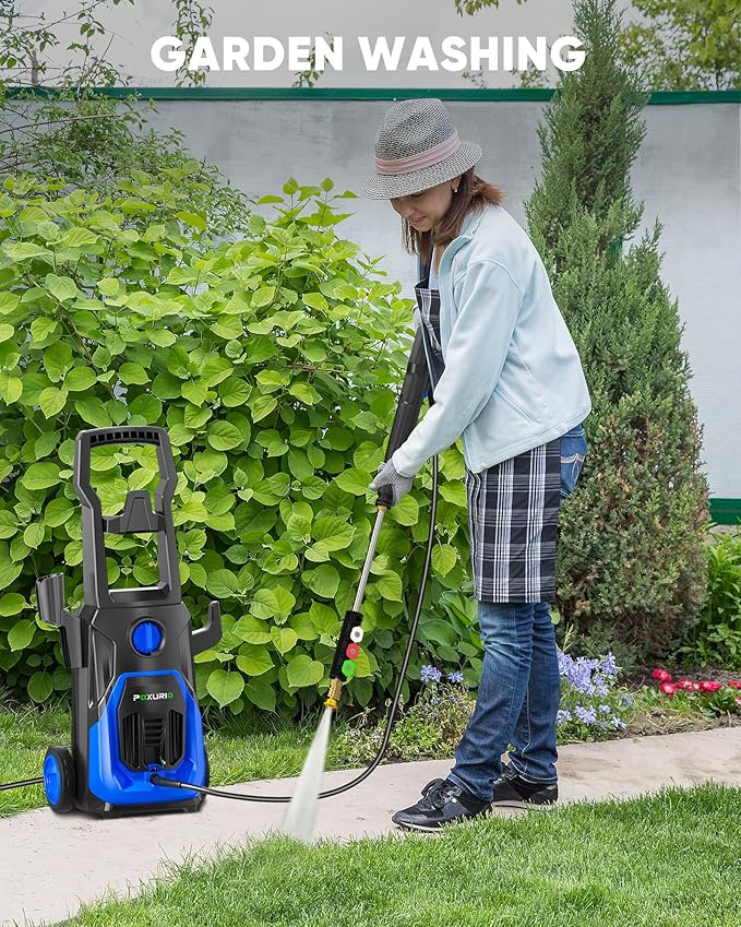 POXURIO Electric Pressure Washer, 4000PSI 2.8 GPM Power Washer with Foam Cannon 35FT Hose Electric High Pressure Washer for Fences, Patios, Decks, Patios and Cars Powerwasher
