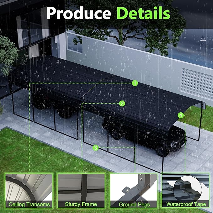 Royal Windsor Metal Carport 10x30 FT for 2 Car, Heavy Duty Carport Kit with Galvanized Steel Roof Building and Frame, Outdoor Storage Car Port Steel Canopy Multi-Use Garage Shed,Boats and Truck