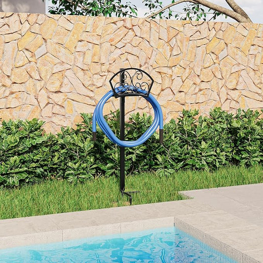 GOFORWILD Garden Hose Holder, Decorative Hose Butler Sturdy Water Hose Rack, Durable Wall Hose Hanger, Hose Reel, Holds 125-Feet of 5/8-Inch Hose, Made of Gauge Steel, 7020