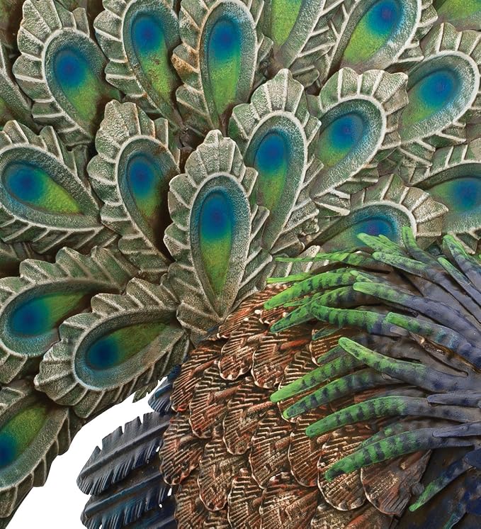Regal Art & Gift Peacock Outdoor Statue, Decorative Garden Sculpture, Unique Metal Outdoor Figurine, Lawn Ornament Statue for Garden, Outdoor Sculpture for Yard, Wings Open, 25.25'L x9.75'W x 24.75'H