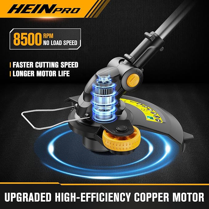 HEINPRO Cordless String Trimmer Compatible with Dewalt 20V MAX Battery, 12-Inch Weed Wacker Cordless Auto Line Feed,Electric Weed Eater Battery Powered Grass Trimmer w/6 Line Spools(Tool Only)