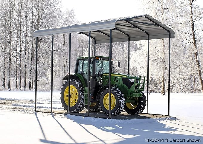 Arrow Carports Galvanized Steel Carport, RV Metal Carport Kit, 14' x 38' x 14', Charcoal