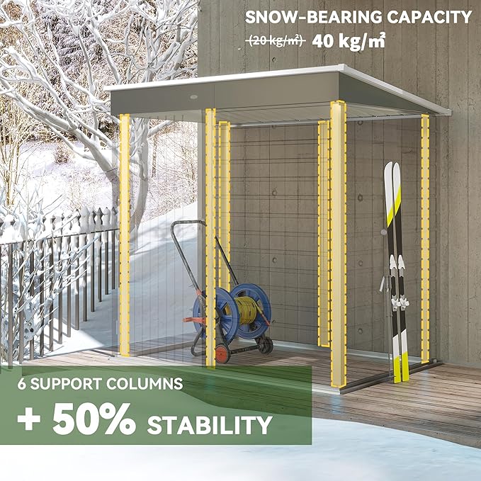 Outsunny 6' x 4' Outdoor Storage Shed, Easy to Assemble, Metal Garden Tool Shed with Lockable Door and Gloves for Backyard Garden Patio Lawn, Light Gray