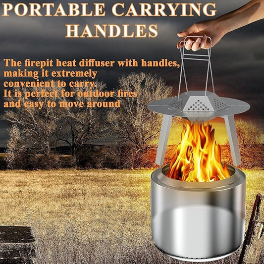 FirePit Heat Deflector for Solo Stove Ranger 15", Portable Heat Diffuser with Carrying Handles for Solo Stove Ranger, 15 Inch Stainless Steel Heat Deflector for 15 Inch Fire Pit Accessory