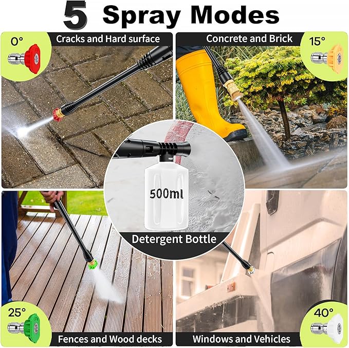 2026NEW Pressure Power Washer with 4 Quick Connect Nozzles, Inlet Hose & Filter, Foam Cannon for Cars/Fences/Driveways/Patios/Home Cleaning,28" X 13" X 13"
