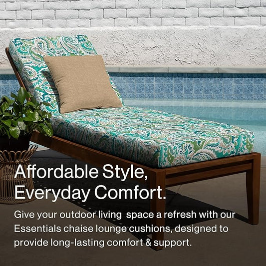 Honeycomb Outdoor Essentials Chaise Lounge, 21 x 70, Geneva Paisley Turquoise Chair Cushion for Patio Furniture