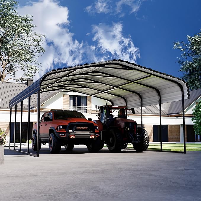 Royal Windsor 20×20 FT Metal Carport Car Port for 2 Car, Heavy Duty Carports Canopy with Galvanized Steel Roof Building and Frame, Outdoor Carport Kits Multi-Use Garage Shed