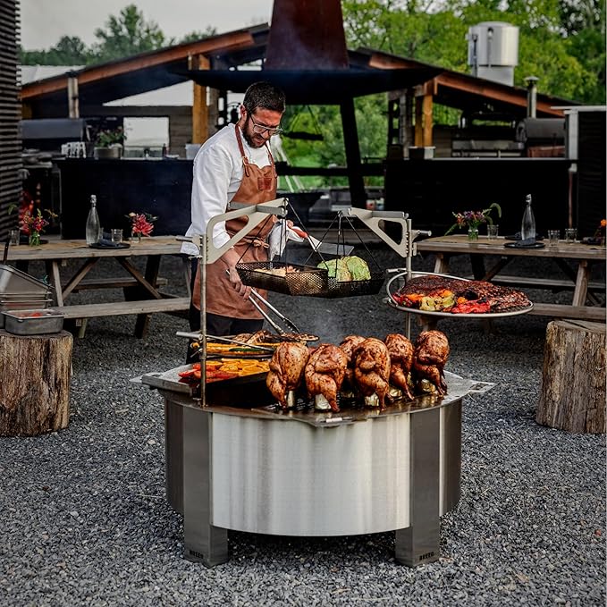 Breeo Smokeless Fire Pit (X Series 42, Corten Steel, Lid Included) | 46 inch Smokeless Firepit for Outside | 190 Pounds | Gifts for Dad | Compatible with Wide Range of Breeo Accessories
