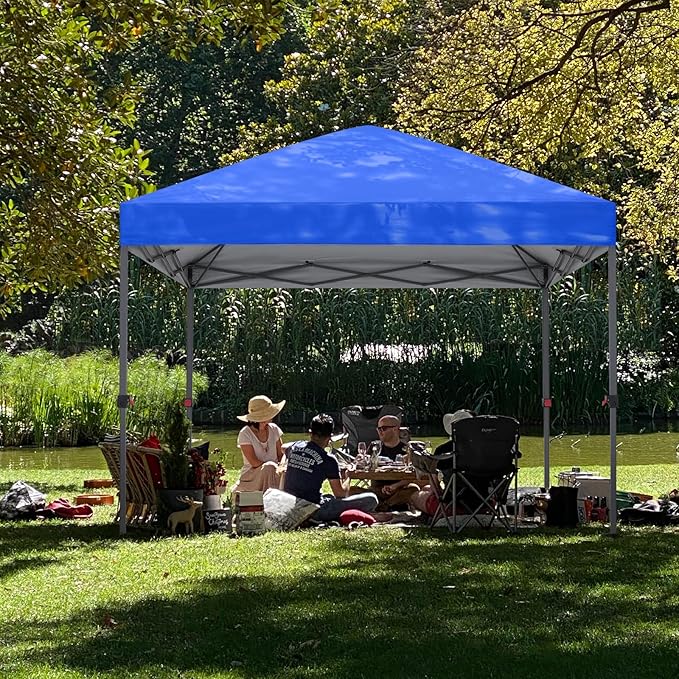 ABCCANOPY 10x10 Pop Up Canopy - Outdoor Patio Portable Canopy Tent Gazebo Heavy Duty for Backyard and Deck with 4 Sandbags and 8 Stakes(Blue)