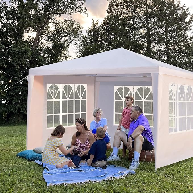 Outvita Outdoor Party Tent, Patio Canopy Tent Gazebo with Removable Sidewalls Instant Event Tent for Cater Events Wedding Birthday Pavilion Beach BBQ (10'x10')