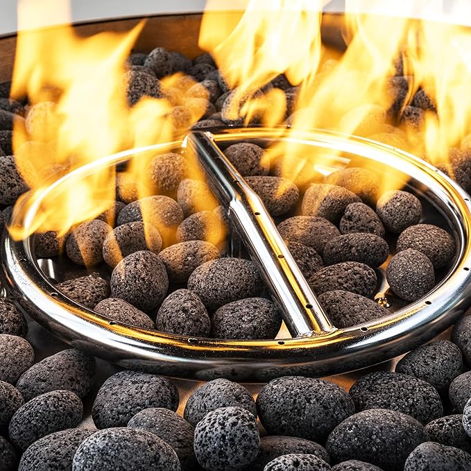 Ledge Lounger Halo Firepit - Smokeless Outdoor Fire Pit Table - 70,000 BTUs Propane Connector and Lava Rocks Included - All Season Heavy Duty (Sunset)