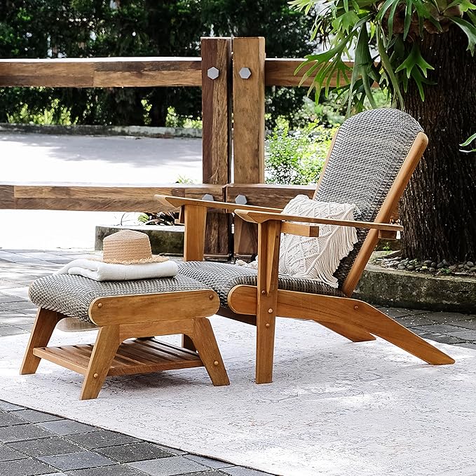Cambridge Casual Auburn Teak Wood Padded Woven Seat Patio Conversation Set, 5 Piece
