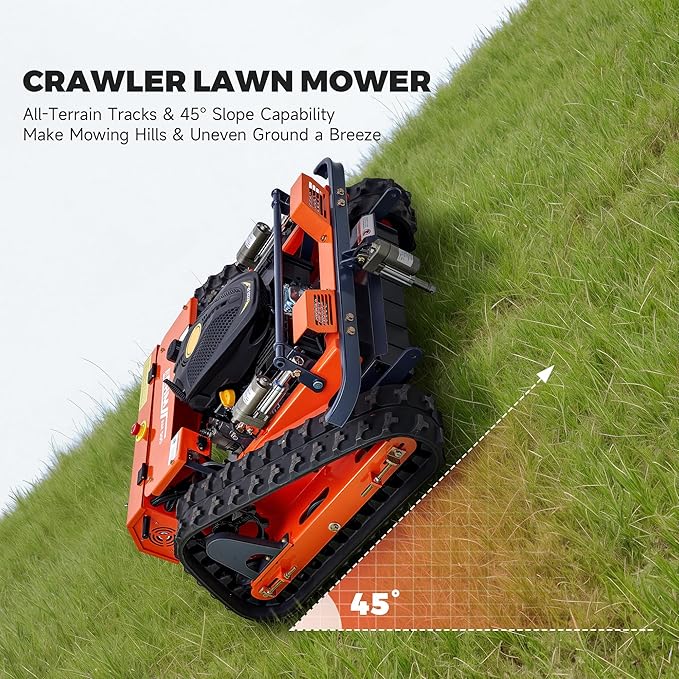 AHM Lawn Mower with Snow Plow, Remote-Controlled Grass Cutter & Snow Blower with 19.7" Cutting Width, Zero Turn Electric Grass Trimmer with 0.8"-5.9" Height Range 45° Max Slope 1094yd Remote Range