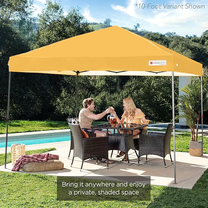 Best Choice Products 8x8ft 1-Person Setup Pop Up Canopy Tent Instant Portable Shelter w/ 1-Button Push, Case, 4 Weight Bags - Marigold