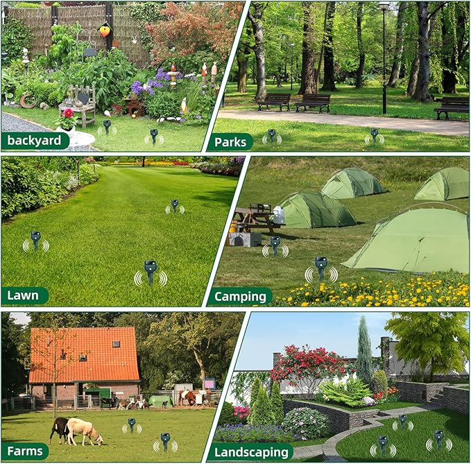 Mole Repellent Solar Powered, 11 Pack Ultrasonic Snake Groundhog Gopher Vole Repellent for Lawn & Yard