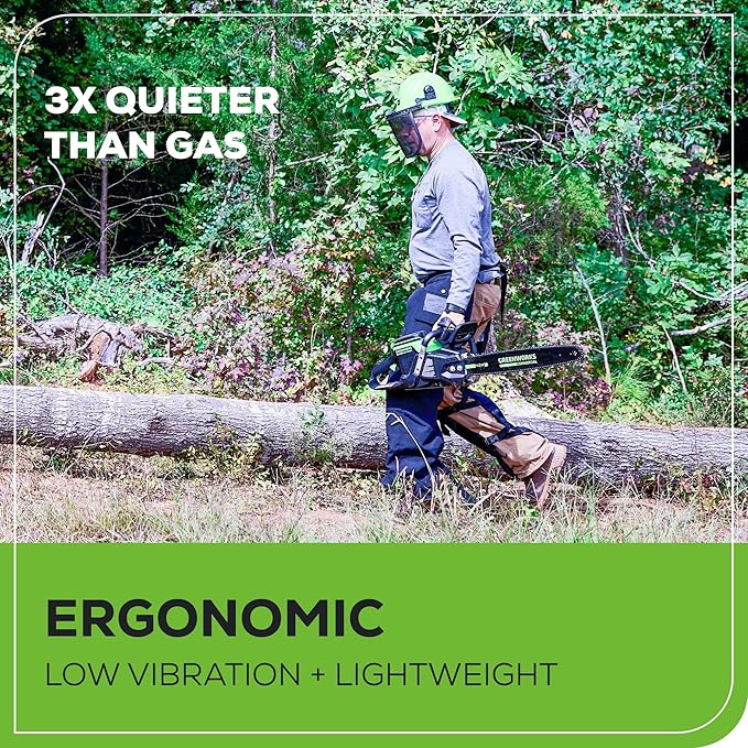 Greenworks 82V 20" Brushless (3.4 kW) Cordless Chainsaw (205 Cuts Per Charge), 4.0Ah Battery and Dual Port Rapid Charger (Great For Landscapers and Professionals)