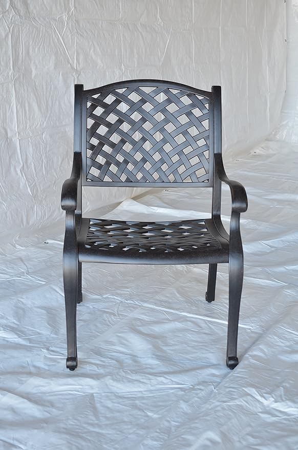 Nassau Outdoor Patio 9-pc Dining Set 64 X 64 Cast Aluminum (9-pc Set (with 8 Regular Chairs), Premium Fabric Sesame Cushions)