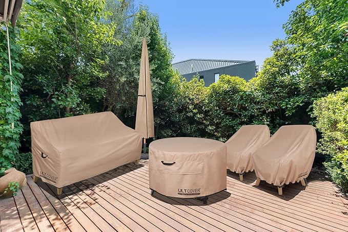 ULTCOVER Patio Fire Pit Table Cover Round 36 inch Outdoor Waterproof Fire Bowl Cover