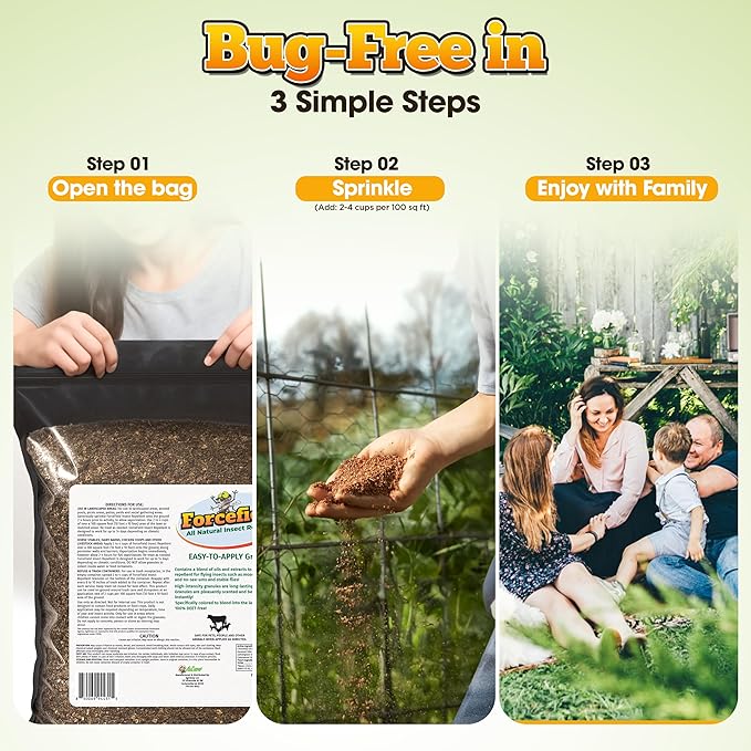 ForceField Natural Flea, Mosquito Yard Treatment - Repellent Granules for Backyard Mosquito Control | Pet Safe, DEET-Free Outdoor Control | Long-Lasting Barrier for Lawns, Patios, & Barns 8 LB