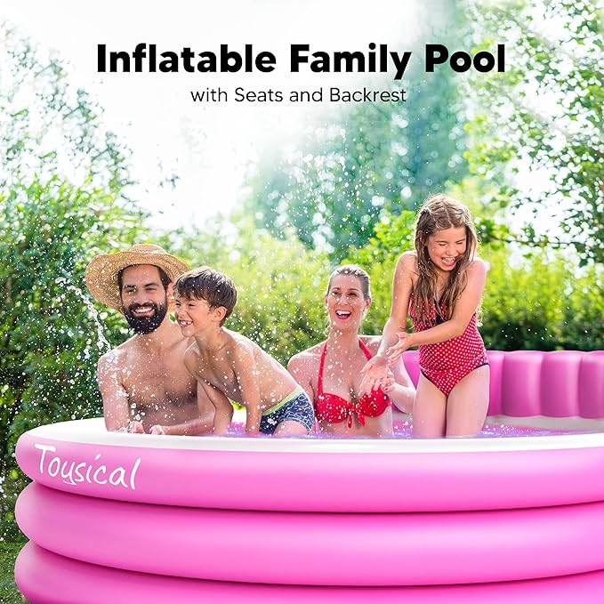 Toysical Round Lounge Inflatable Pool with Seats and Backrest for Kids, Family and Adults, “88 x 85 x 21”