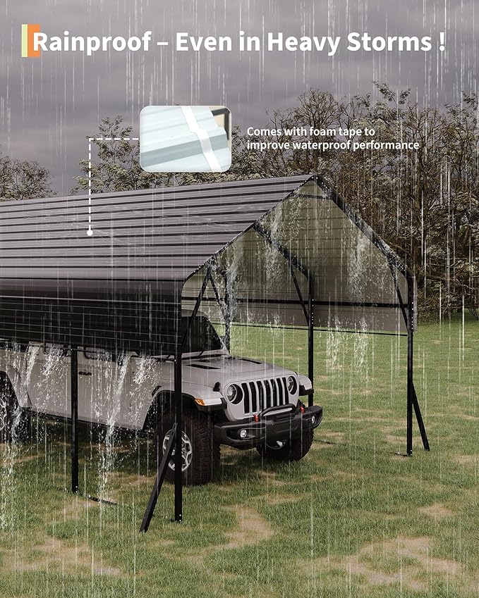 13'x26' Metal Carport, Heavy Duty Car Ports Kit for Trucks, Boats, RV, Tractor, Reinforced Frame with Anchors, Easy Assembly