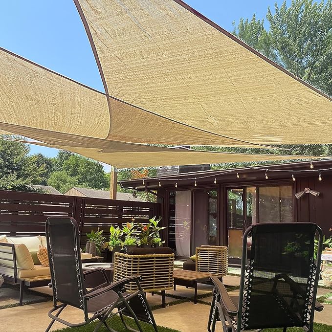 LOVE STORY Custom Size 10'x12'x15.6' Sand Sun Shade Sail Right Triangle Sunshade Fabric Awning Canopy for Patio Backyard Carport Pergola (Customized)