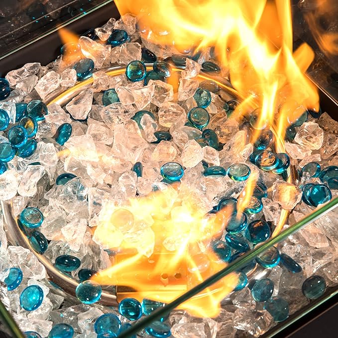 Propane Fire Pit Table, 24" Firepits for Outside, Gas Fire Pit for Outside Patio, Propane Fire Table w/Steel Lid, Rain Cover for Patio, 50000BTU, Tank Outside, Tank Not Included, Espresso