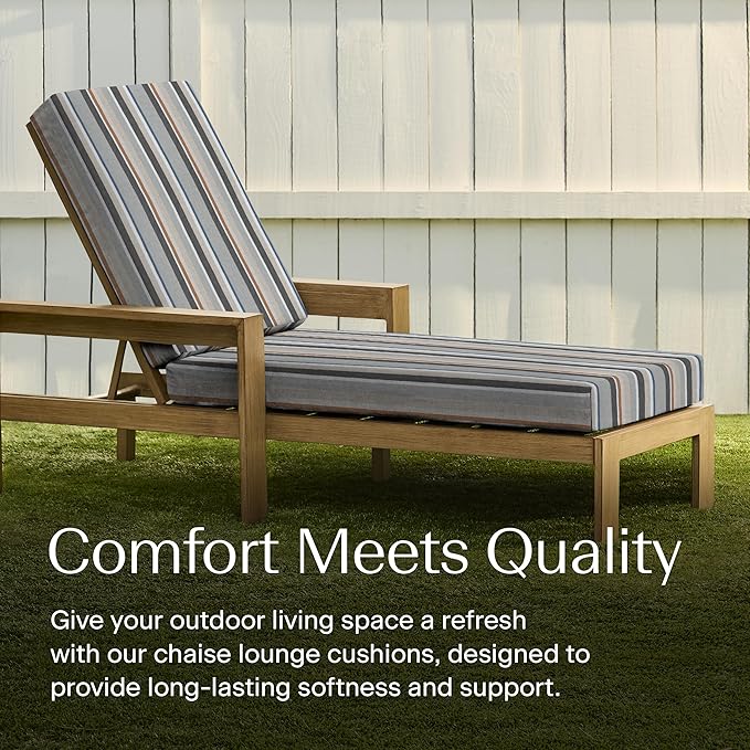 Honeycomb Outdoor Chaise, 22.5" W x 70" L, Stripe Stone Beige Patio Cushion