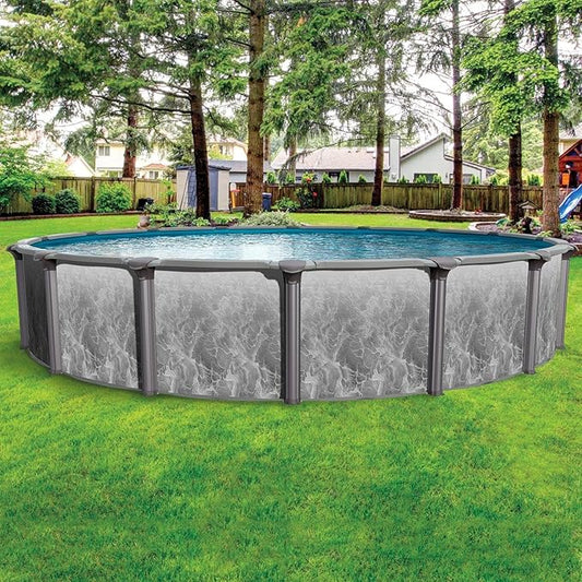 In The Swim 27' Round Above Ground Swimming Pool - Emotion Package - Featuring: Sand Filter, Pump System and A-Frame Ladder