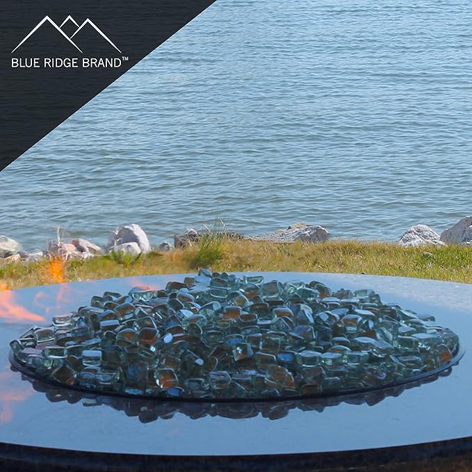 Reflective Fire Pit Glass Cubes - Professional Grade Fire Glass for Fire Pit - 1" Firepit Glass Rock - Glass Stones - Gas & Propane Fire Pit & Fireplace Glass (20 Pound, Clear)