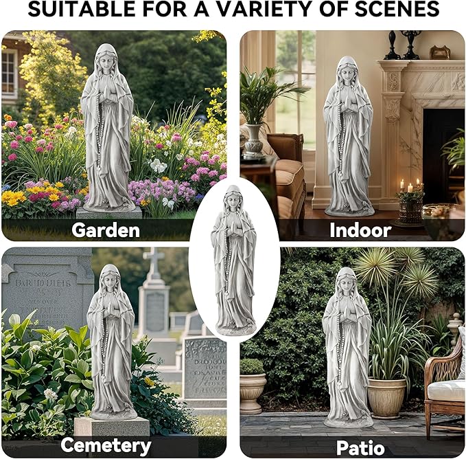Ultym Virgin Mary Praying Statue, Large 30" Outdoor Religious Garden Statue, Blessed Mother Mary Statues Catholic, Durable Weather MGO Stone Sculptures Decorations for Home,Yard,Patio,Forch
