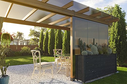 Clear Polycarbonate Black Corrugated Roofing Panels – 72” L x 21” W – Rainproof, Weatherproof & UV-Protected DIY Roof Sheets for Outdoor Projects (Set of 10)
