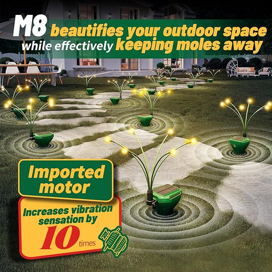 8 Pack Mole Repellent for Lawns Solar Powered Groundhog Spikes, Ultrasonic Mole Stakes for Yard, Waterproof Gopher Repellent to Get Rid of Chipmunk, Vole and Snake for Garden
