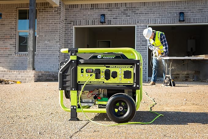 Green-Power America 12000 Watt Gasoline Powered Portable Generator, Recoil/Electric Start, 12V-8.3A Charging Outlets, Home Back Up & RV Ready, 49 State Approved