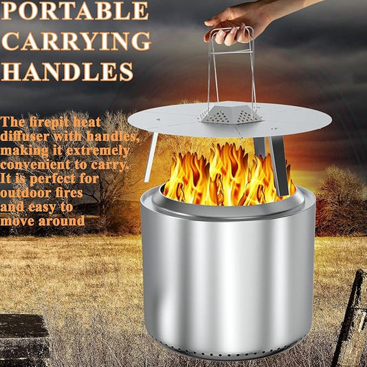 BQMAX FirePit Heat Deflector for Solo Stove Yukon 27", Portable Heat Diffuser with Carrying Handles for Solo Stove Yukon, 27 Inch Stainless Steel Heat Deflector for Solo Stove Yukon Accessory