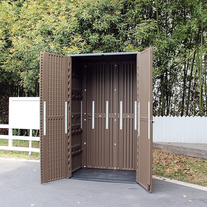 ADDOK Resin Storage Shed Lockable,Outdoor Storage Cabinet Weather Resistance, Outdoor Sheds for Backyards, Patio, Garden 52 Cu.ft