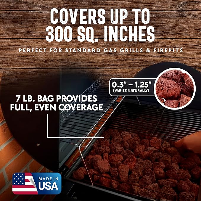 7 Lb. Bag of Natural Lava Rocks for Backyard BBQ Cooking, Burner Grill, Firepit, Bonfires, Campfire, Indoor Fireplace, Fire Bowl, Lava Rocks for Gas Grill Charbroilers by FryOilSaver Co. (Pack of 1)