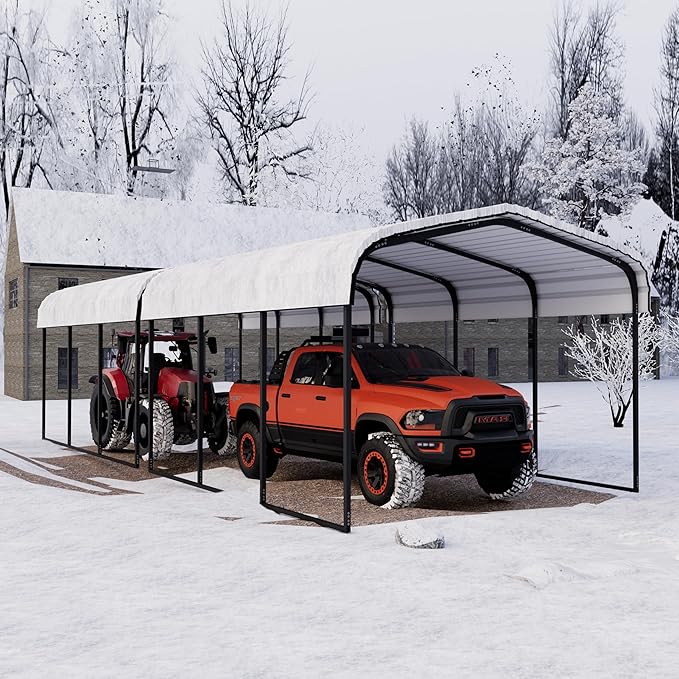 Royal Windsor Metal Carport 10x30 FT for 2 Car, Heavy Duty Carport Kit with Galvanized Steel Roof Building and Frame, Outdoor Storage Car Port Steel Canopy Multi-Use Garage Shed,Boats and Truck
