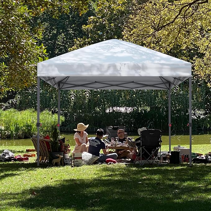 ABCCANOPY 10x10 Pop Up Canopy - Outdoor Patio Portable Canopy Tent Gazebo Heavy Duty for Backyard and Deck with 4 Sandbags and 8 Stakes (White)