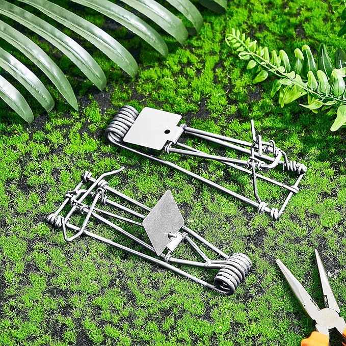 Qualirey 12 Pcs Outdoor Gopher Trap Easy Set Mole Trap Weather Resistant Gopher Killer Vole Killer for Lawn Garden Farm (Silver)