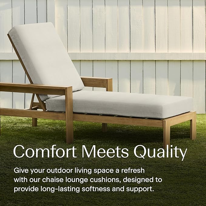 Honeycomb Outdoor Heritage Chaise, 22.5" W x 70" L, Textured Solid Bone Chair Cushion for Patio Furniture