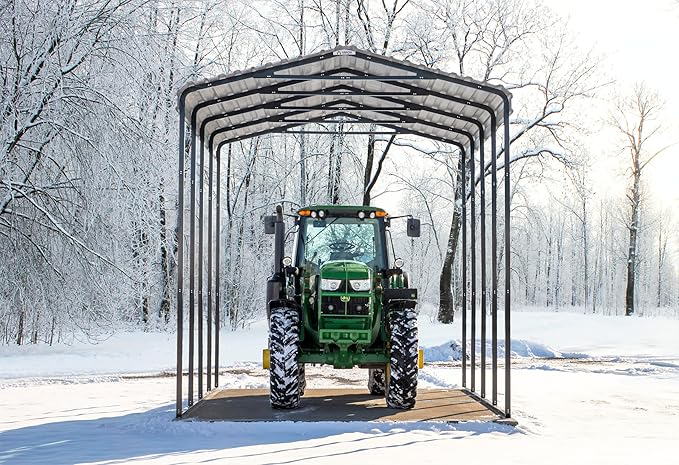 Arrow Carports Galvanized Steel Carport, RV Metal Carport Kit, 14' x 20' x 14', Charcoal