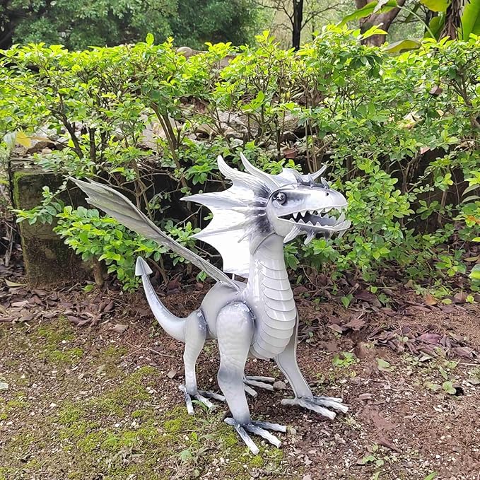 Joyful Home Decorative Dragon Figurine White, Blizzard The Dragon Statue, Design Tales of legendia Flying Dragon Statue, The Dragon of Mythical Castle Garden Statue