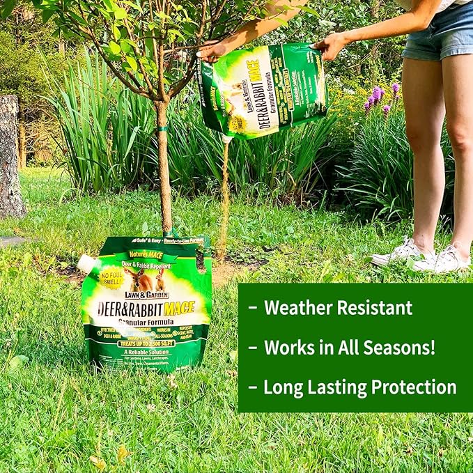 Nature's MACE Deer Repellent Granular, 6 Pounds, Repel Deer from Your Garden, Yard, Flowers, Protect Plants Fast, Deer Repellent for Plants, Create a Deer Free Barrier, Deer and Rabbit Repellent