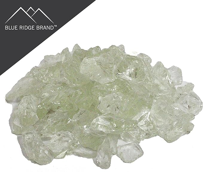 Fire Pit Glass - Fire Glass for Fire Pit - Firepit Glass Rock - Glass Stones - Fire Pit Glass Rocks - Gas & Propane Fire Pit & Fireplace Glass (50 Pound, Crystal)