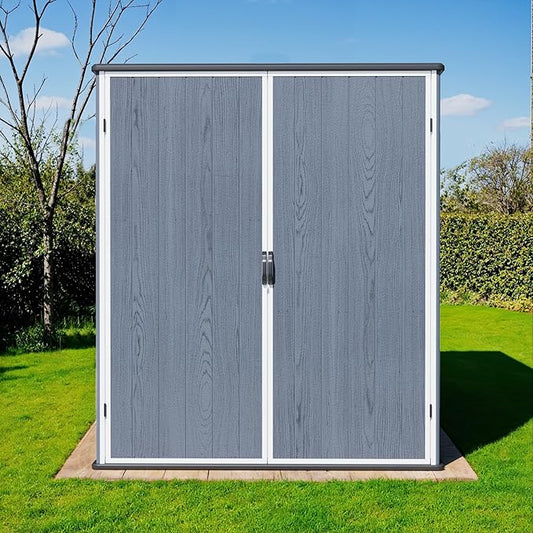 Greesum 5X3FT Plastic Outdoor Storage Shed with Floor, Resin Storaged Sheds with Lockable Door, All-Weather Tool Sheds for Garden, Backyard, Patio, Dark Gray (4.7×2.5FT)